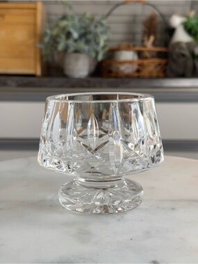 Crystal Cut Pedestal Bowl Dish Centrepiece Clear Glass Vase